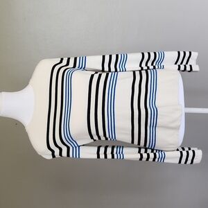 Worthington Pull Over Sweater Size Small White with Strips